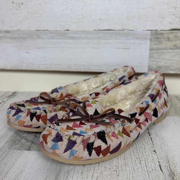 Indigo Rd. women 7.5 faux fur lined moccasin slip on shoe new aztec boho slipper - Picture 1 of 8